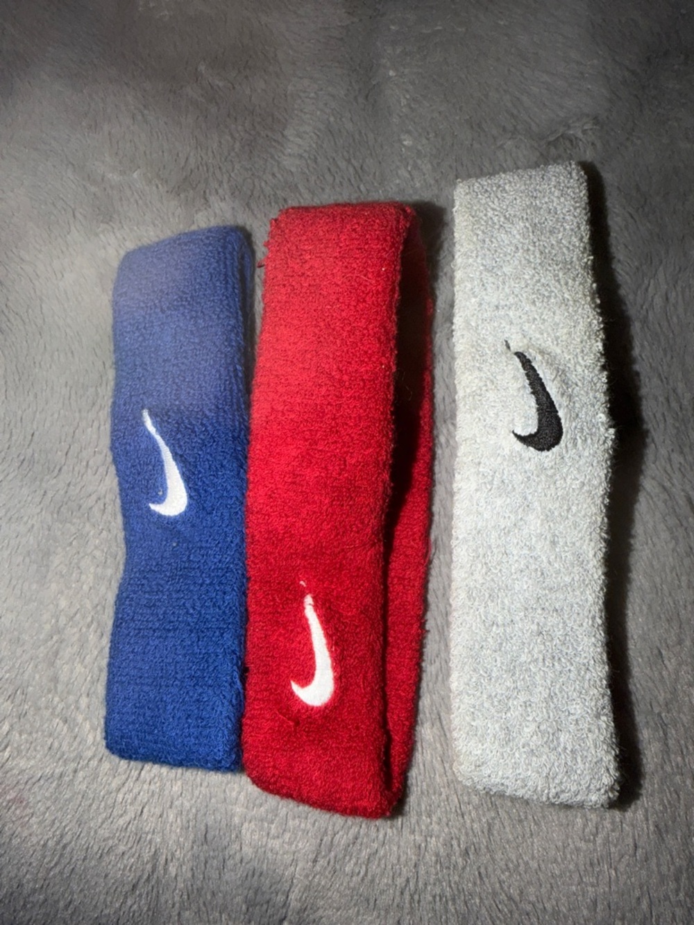 Preloved Nike Swoosh Terry Headbands - Blue, Red, Gray